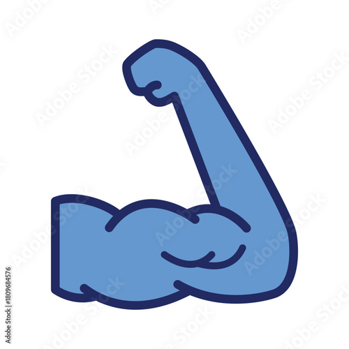 Blue Muscular Arm Vector Illustration Icon for Gym and Athletic Design