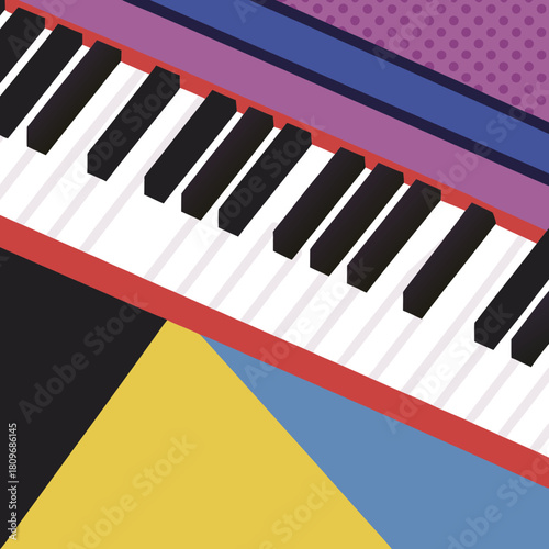 Abstract geometric piano keys with vibrant colors