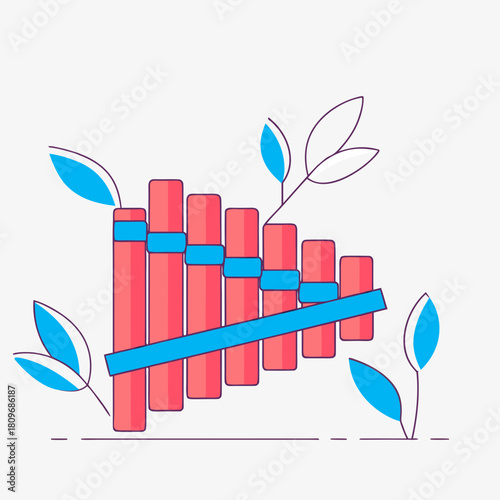 Abstract musical instrument with floral accents