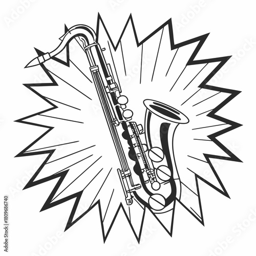 Dynamic saxophone burst illustration