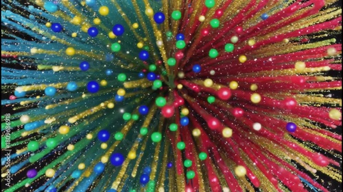 Iridescent explosive powder on a dark background.