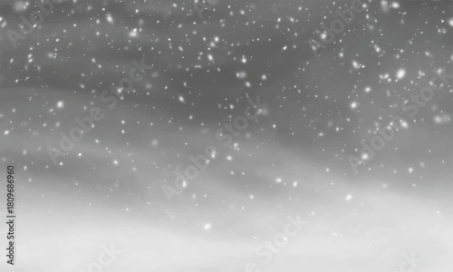 Night sky snowfall illustration with cold blue texture and glowing Christmas stars