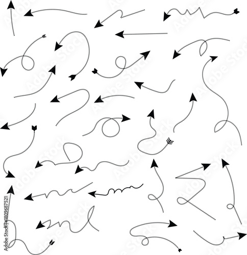 Hand-drawn arrow icons a versatile collection of dynamic, expressive pointers with unique curved, wavy, and straight line styles