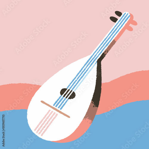 Stylized lute instrument with abstract background