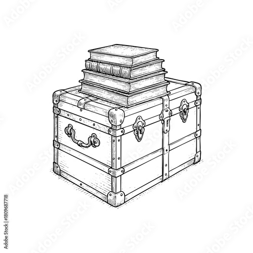 Steamer trunk with books