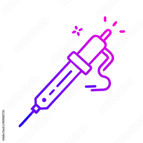 Stylized soldering iron with gradient colors and sparkles