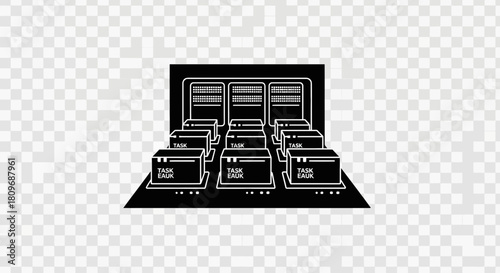 Streamlined data processing illustration for cloud computing showcasing efficient task management and parallel processing capabilities, ready for your digital solutions