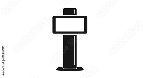 Sleek modern information kiosk display perfect for wayfinding, retail promotions, or interactive digital signage with a clean, minimalist aesthetic