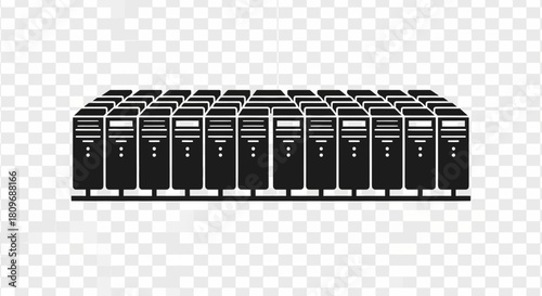 Powerful server farm illustration showing data storage and cloud computing, ideal for technology and business themes, scalable vector graphics included