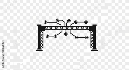 Modern tech gate, sleek circuit design entrance, futuristic technology portal, innovative gateway, cutting-edge architecture, vector illustration, scalable design