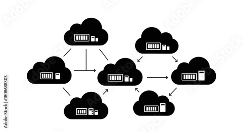 Seamless cloud network connecting data servers, offering scalable solutions for modern business, data sharing, data security, and efficient connectivity