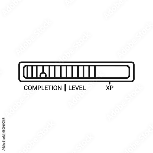 Progress bar showing completion level and experience points isolated on