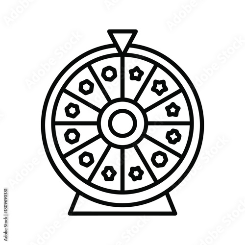 Wheel of fortune with stars and circles isolated on concept of luck and chance game