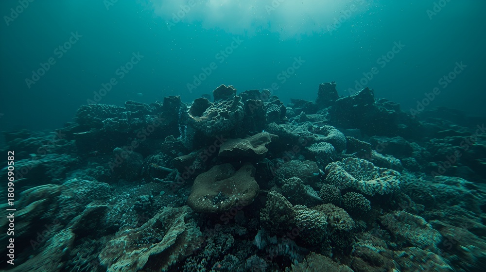 Fototapeta premium ​A dramatic, high-contrast image capturing a marine biological crisis