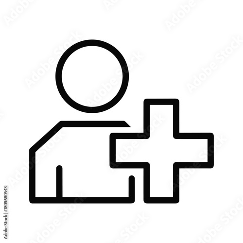 Add user icon isolated on for new account creation and profile management purposes