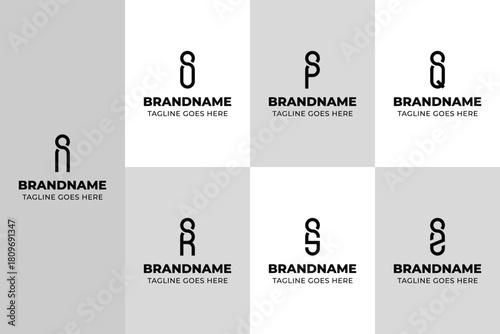 Letters IN IO IP IQ IR IS IZ Monogram Logo Set, for NI OI PI QI RI SI ZI Initials