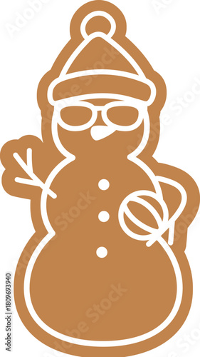 Set of Summer sand snowman gingerbread cookie vector illustration.
Christmas Beach sand snowman ginger cookies clipart  isolated.
Transparent background.
