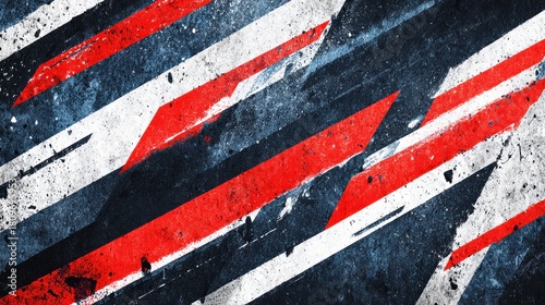 Grunge texture with diagonal red white and blue stripes.
