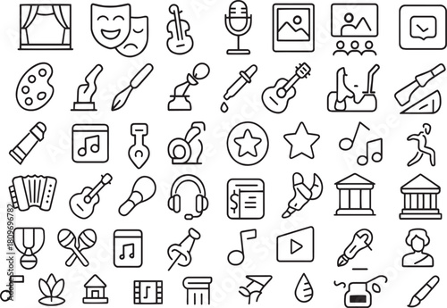 Collection of art and culture icons for creative projects