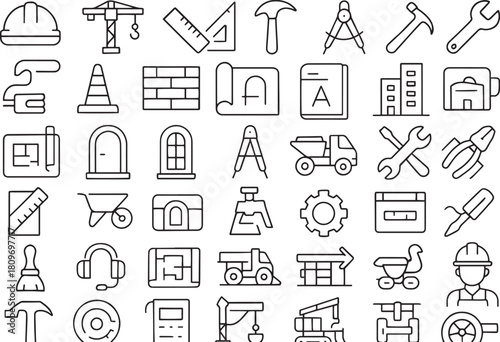Construction icons representing building industry
