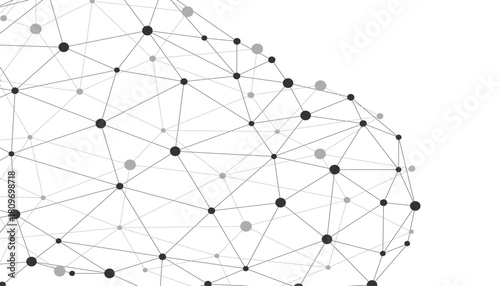 Abstract connecting dots and lines with Cloud computing technology on white and grey background.