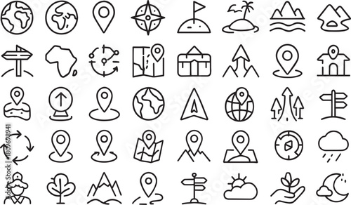 Set of travel and destination icons