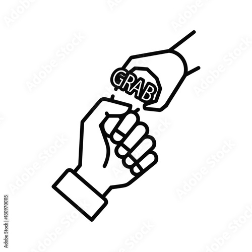 Hand grabbing money or opportunity isolated on taking advantage icon, vector illustration