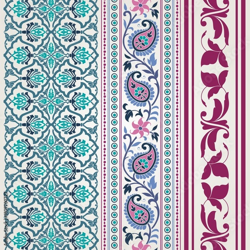 wedding card design, traditional paisley floral pattern , royal India	