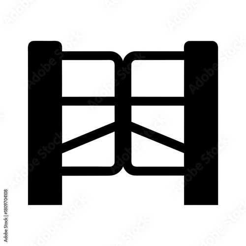 Abstract turnstile or barrier gate icon for access control and entry systems. Vector