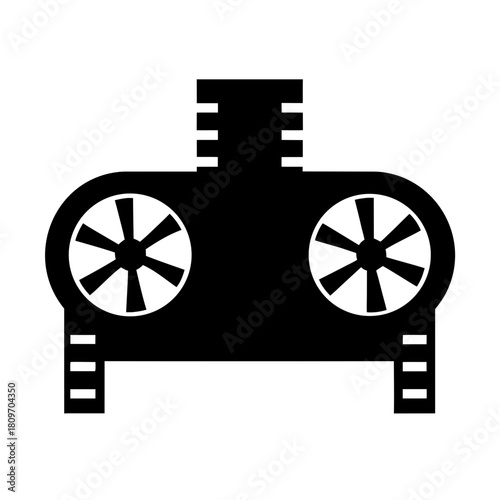 Industrial ventilation system icon with dual fans and air vents design Vector