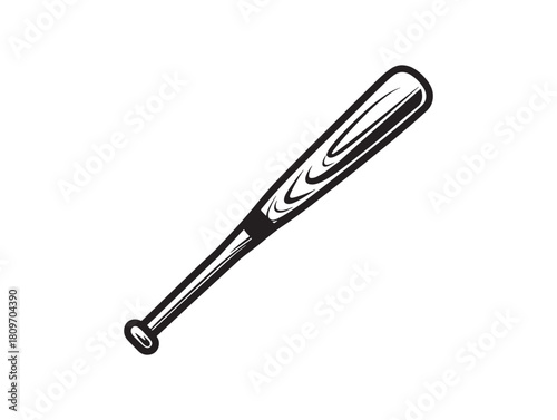 2D Vector Line Art Baseball Bat Minimalist Illustration