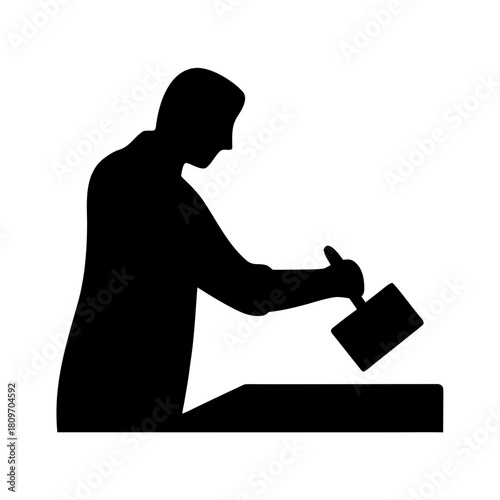 Law and justice concept: silhouette of judge striking gavel in court decision Vector