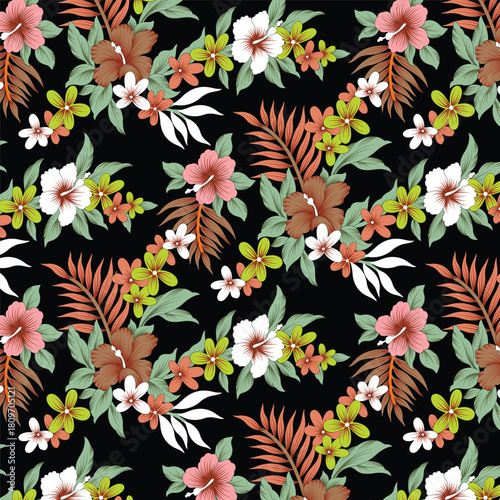 Classic Popular Flower Seamless pattern background - For easy making seamless pattern use it for filling any contours