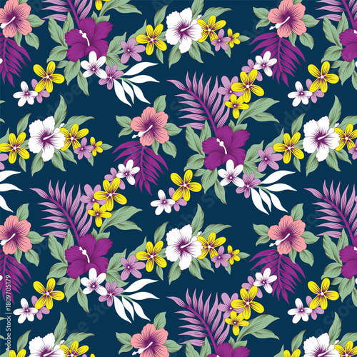 Classic Popular Flower Seamless pattern background - For easy making seamless pattern use it for filling any contours