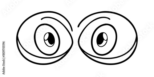 Doodle set of cartoon eyes. Outline 2d vector image. Sticker for social media. Backdrop.icon