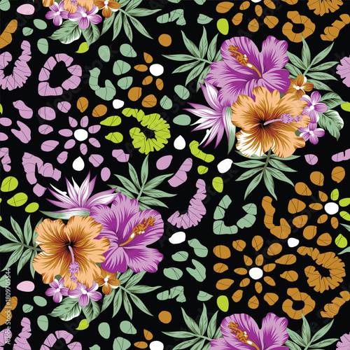 Classic Popular Flower Seamless pattern background - For easy making seamless pattern use it for filling any contours