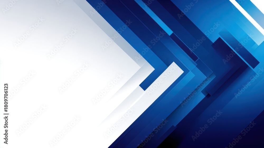 Fototapeta premium Dynamic blue and white abstract geometric background with diagonal lines.