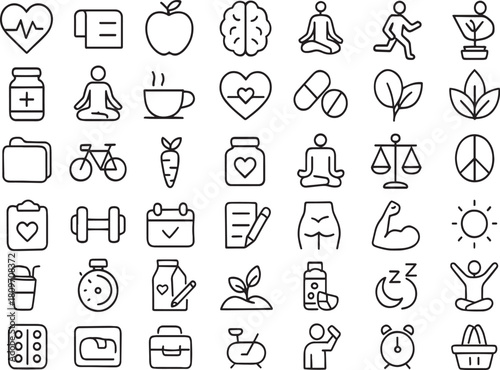 Healthy lifestyle and wellness icons