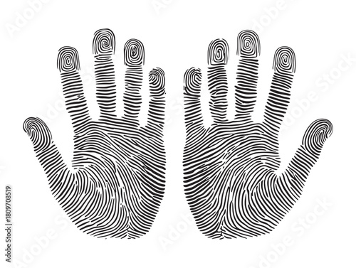 Clean 2D vector handprints line art minimalist style