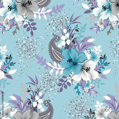 Classic Popular Flower Seamless pattern background - For easy making seamless pattern use it for filling any contours