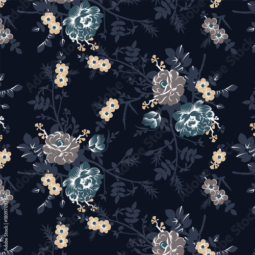 Classic Popular Flower Seamless pattern background - For easy making seamless pattern use it for filling any contours