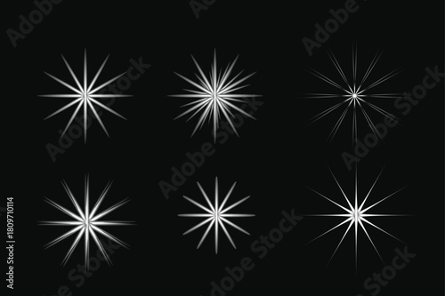 Vector Starburst and Light Burst Graphics Set - Shine, Glow, and Flare Design Elements