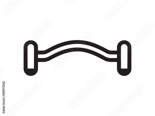 Curved Dumbbell 2D Vector Line Art Illustration