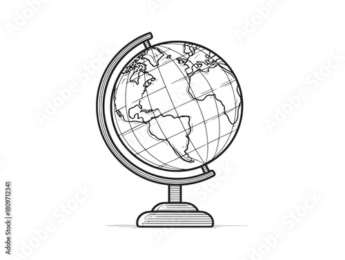 Desk Globe Icon Hand Drawn 2D Vector Art