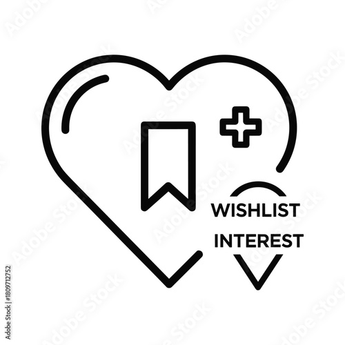 Wishlist interest icon isolated on symbol of saving and bookmarking favorite items