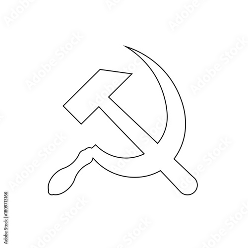 Hammer and Sickle USSR outline transparent emblem. Soviet Union flag element
