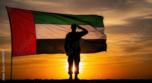Wallpaper Mural Uae flag day celebration with soldier saluting at sunset Torontodigital.ca