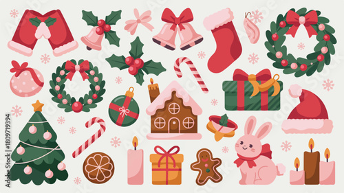 Festive Whimsy A Collection of Playful Christmas Holiday Decorations and Icons