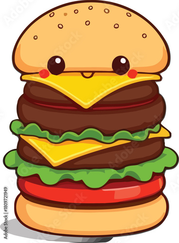 hamburger on a white background with cheese lettuce and tomato