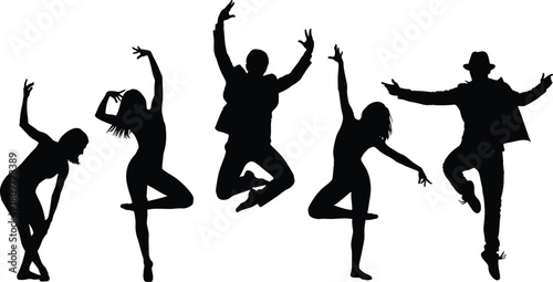 Dance silhouette vector, dynamic dancer pose, black figure illustration, expressive movement art, stylish body motion, performance design, energetic shape